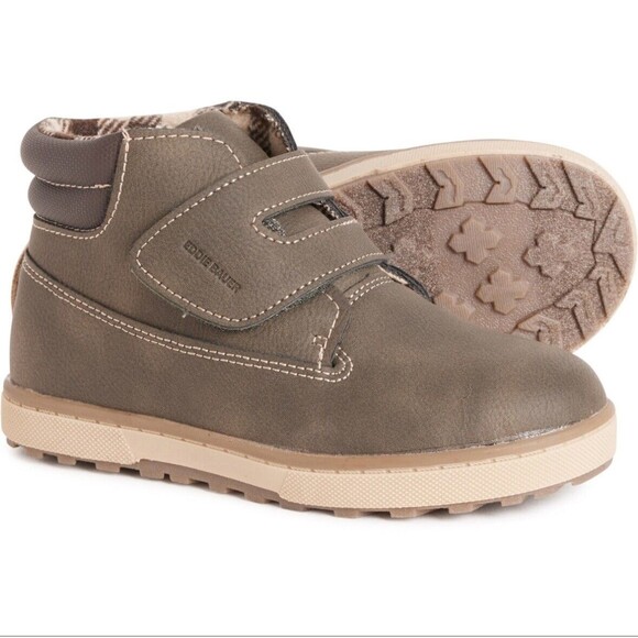 New Eddie Bauer Boys Boots Toddler Size 12 Olive Makai Boots Fleece Lined 3551 - Picture 1 of 14